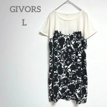 지보르 반팔 튜닉 L 블랙 미니 원피스 꽃무늬 모노톤 인기