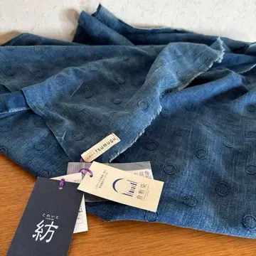 이 실 tsumugu 츠무구 쿠라시키 염색 면 100% 스톨 네이비 나염