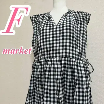 마켓 체크 슬리브리스 롱 원피스 F