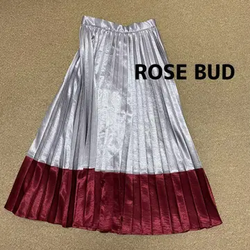 ROSE BUD 플리츠 롱 스커트 퍼플/와인 레드