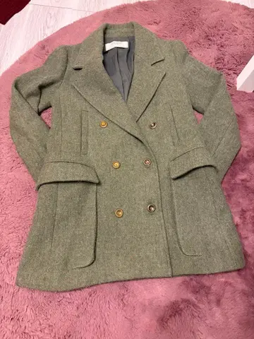 ZARA BASIC 더블 브레스트 피 코트 그레이