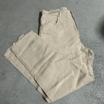 JONES JEANS 린넨 팬츠 베이지 린넨 100% 와이드 팬츠