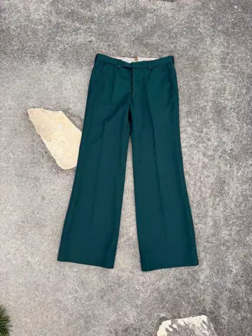 유로 빈티지 슬랙스 플레어 부츠컷 OPTI 지퍼 짙은 녹색 70s 80s