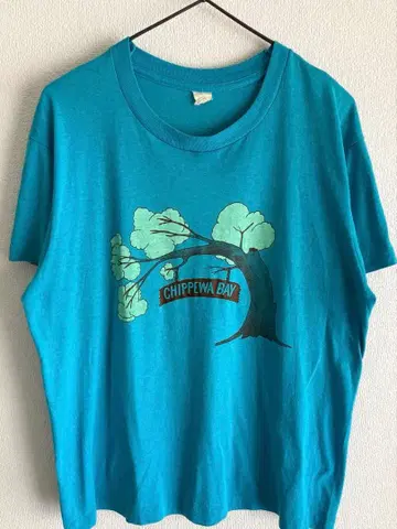 80s 빈티지 T셔츠 로고 아트 짧은 기장 USA제 뉴욕 아이묭