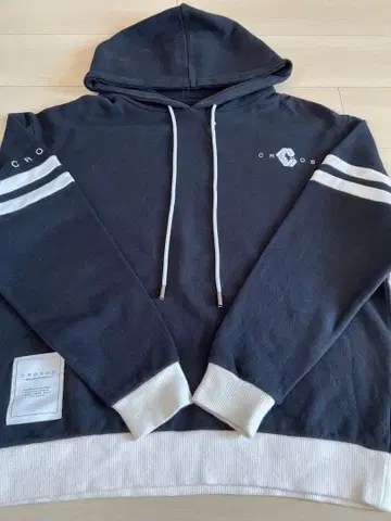 크로노스 CRONOS 블랙 후드 부착 풀오버 후드티 S