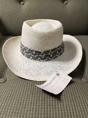 중절 페이퍼 햇 페이즐리 리본 파나마 스트로우 햇