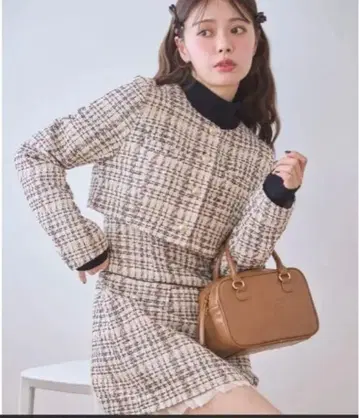 트위드 오버롤 스커트 트위드 자켓 세트 NICE CLAUP