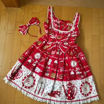 Angelic Pretty 프렌치 카페 오버롤 스커트