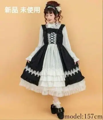 엑시즈팜 kawaii 로코코 오버롤 스커트 블랙 미개봉