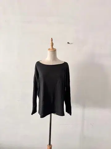 evam eva 에붐에바 린넨 혼방 와이드 풀오버 블랙