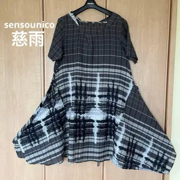 자우 그레이 체크 무늬 변형 원피스 반팔 40 일본제