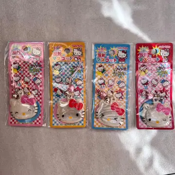 헤이세이 레트로 새상품 산리오 헬로키티 반사 마스코트 4개 세트 레어