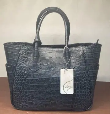 legu japan Lily 소가죽 악어 엠보싱 핸드백 블랙