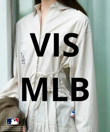 VIS x MLB 플리츠 절개 스트라이프 셔츠 (새상품급)