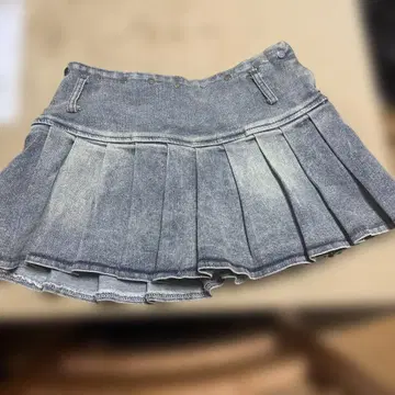 VOLCAN&APHRODITE 플리츠 데님 스커트 벨트 없음