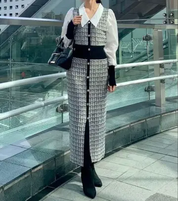 rienda 체크 니트 원피스