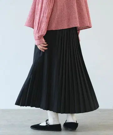 새상품 뷔르데사봉 롱 플리츠 스커트 블랙 bulle de savon