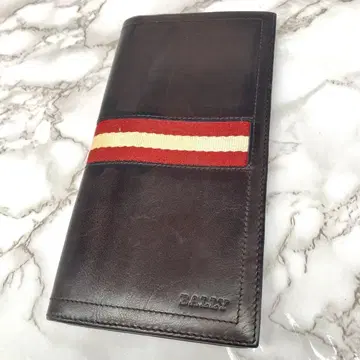 BALLY 발리 이단 접이식 장지갑 TALIRO 스트라이프 가죽 브라운