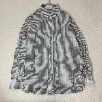 23구 스트라이프 셔츠/튜닉 린넨 100% 오버 사이즈 워셔블