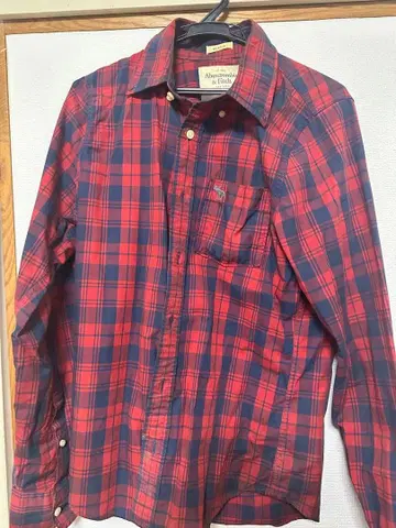 Abercrombie & Fitch 긴팔 플란넬 셔츠 S 빨간색 네이비
