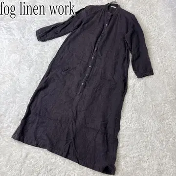 fog linen work 스탠드 카라 원피스 리투아니아산 린넨