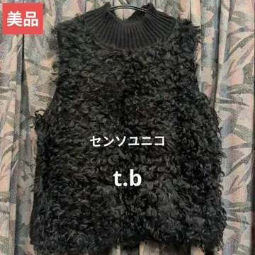 센소유니코 t.b / 고급 푸들 퍼 이소재 MIX 슬리브리스 니트