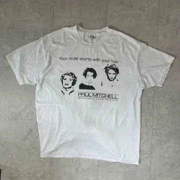 Hanes 90s PAUL MITCHELL 프린트 티셔츠 기업 티
