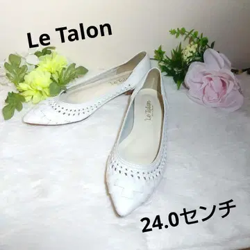 Le Talon 꼬임 플랫 펌프스 화이트 포인트 24cm 새상품급