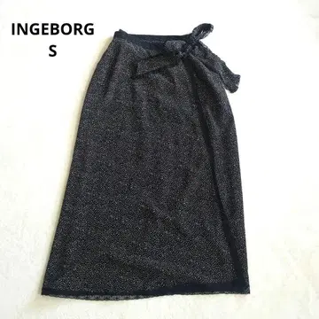 INGEBORG 핑크하우스 올 패턴 레이스 리본 랩스커트 브라운 블랙 S