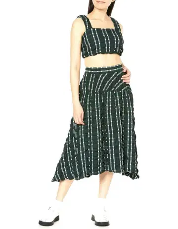 COEL 체크 뷔스티에 셋업 원피스