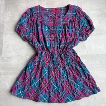 Yorkland 요크랜드 체크 반팔 원피스 9AR 일본제