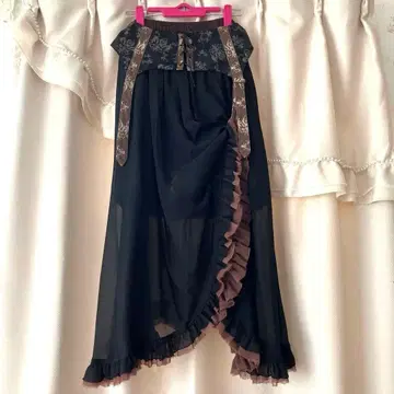 h.NAOTO STEAM 벨트 포함 롱 스커트