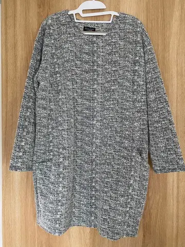 여성용 의류 원피스 튜닉 긴팔 그레이