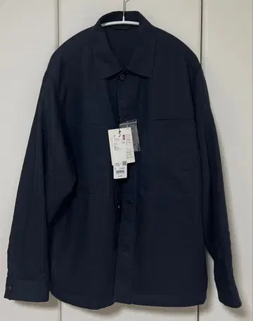 UNIQLO:C 프리미엄 린넨 셔츠 자켓 네이비 L 사이즈
