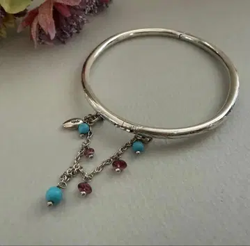 Agete 실버 925 실버 뱅글 자수정 터키석