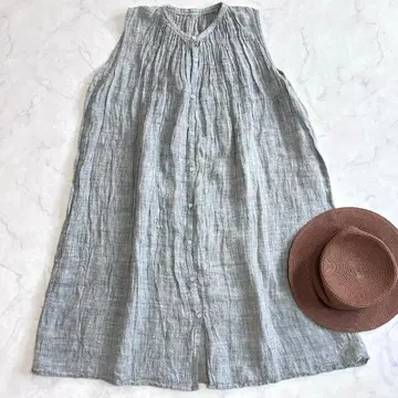 나카가와 마사시치 상점 카야 직조 린넨 튜닉 원피스 그레이 uu4