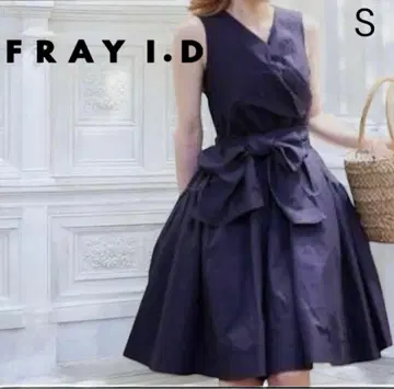 새상품급 FRAY I.D 카슈쿨 리본 원피스 A라인 네이비 1