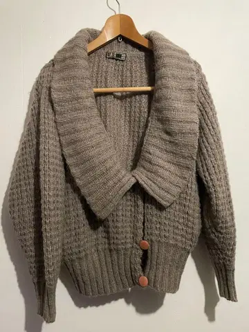 DAKS 레어 숄카라 니트 가디건 울 혼방 M 브라운