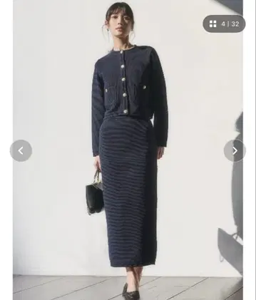 anuans 라벤 니트 타이트 스커트 네이비