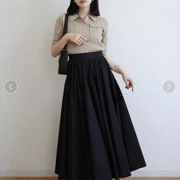 anuans 케이블 폴로 도킹 니트 원피스 BEIGE