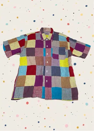 미키하우스 남성용 반팔 체크 셔츠 봄 여름