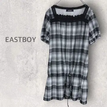 [ 이스트 보이 ] 미니 원피스 M 튜닉 체크 무늬 스퀘어넥