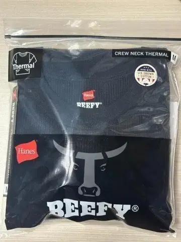 hi0470 Hanes BEEFY 롱T 서멀 둥근넥 블랙 M