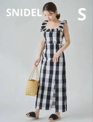 SNIDEL 깅엄 체크 원피스 프릴 슬리브 원피스