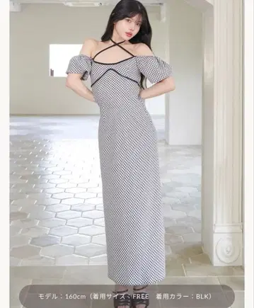 다리치 체크 롱 원피스 다리치