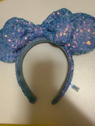 디즈니 머리띠 미니 스팽글 블루 리본 새상품급