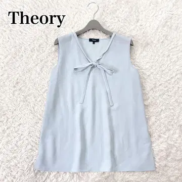 띠어리 보타이 리본 블라우스 슬리브리스 블루 고급