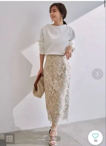 anuans 아뉴앙스 레이스 스커트 핑크 베이지