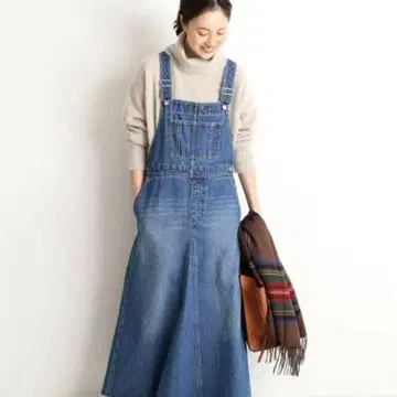 SLOBE IENA LE DENIM 볼륨 플레어 오버롤 스커트