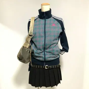 Y2K 00s 아디다스 하운드투스 체크 저지 도트 갸루 그런지 헤이세이